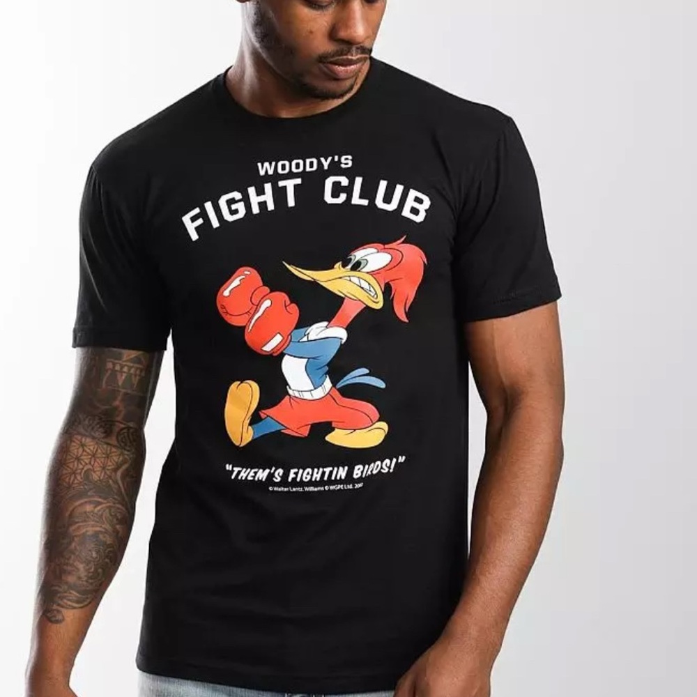 Vintage Riot Society Black Woody Woodpecker Fight Club Graphic Tee Size S